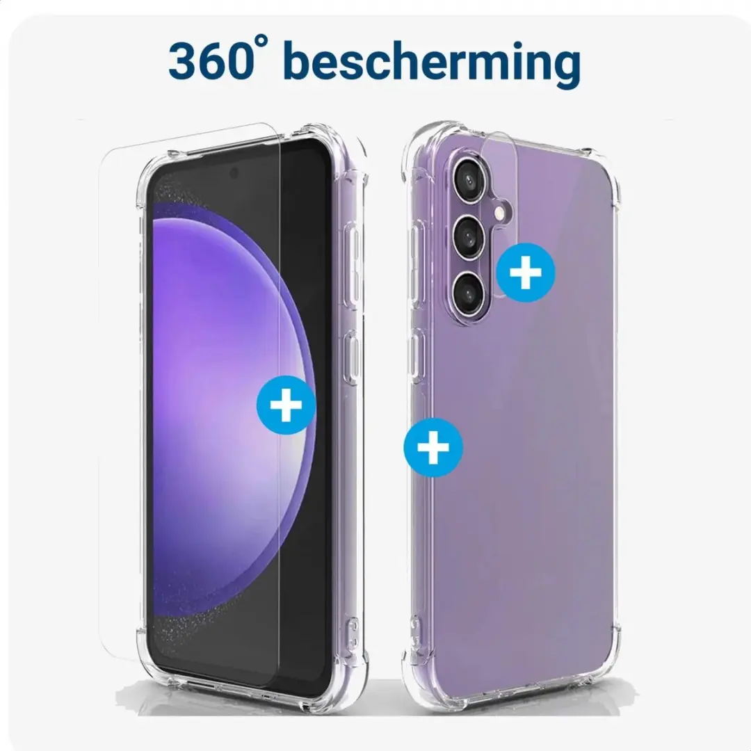 Selected Schokbestendig Hoesje Samsung Galaxy A14 - 9H Tempered Glass