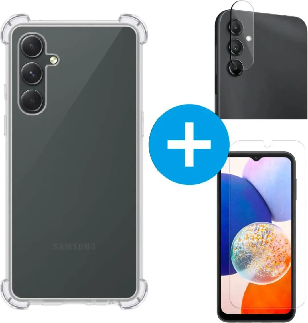 Selected Schokbestendig Hoesje Samsung Galaxy A14 - 9H Tempered Glass