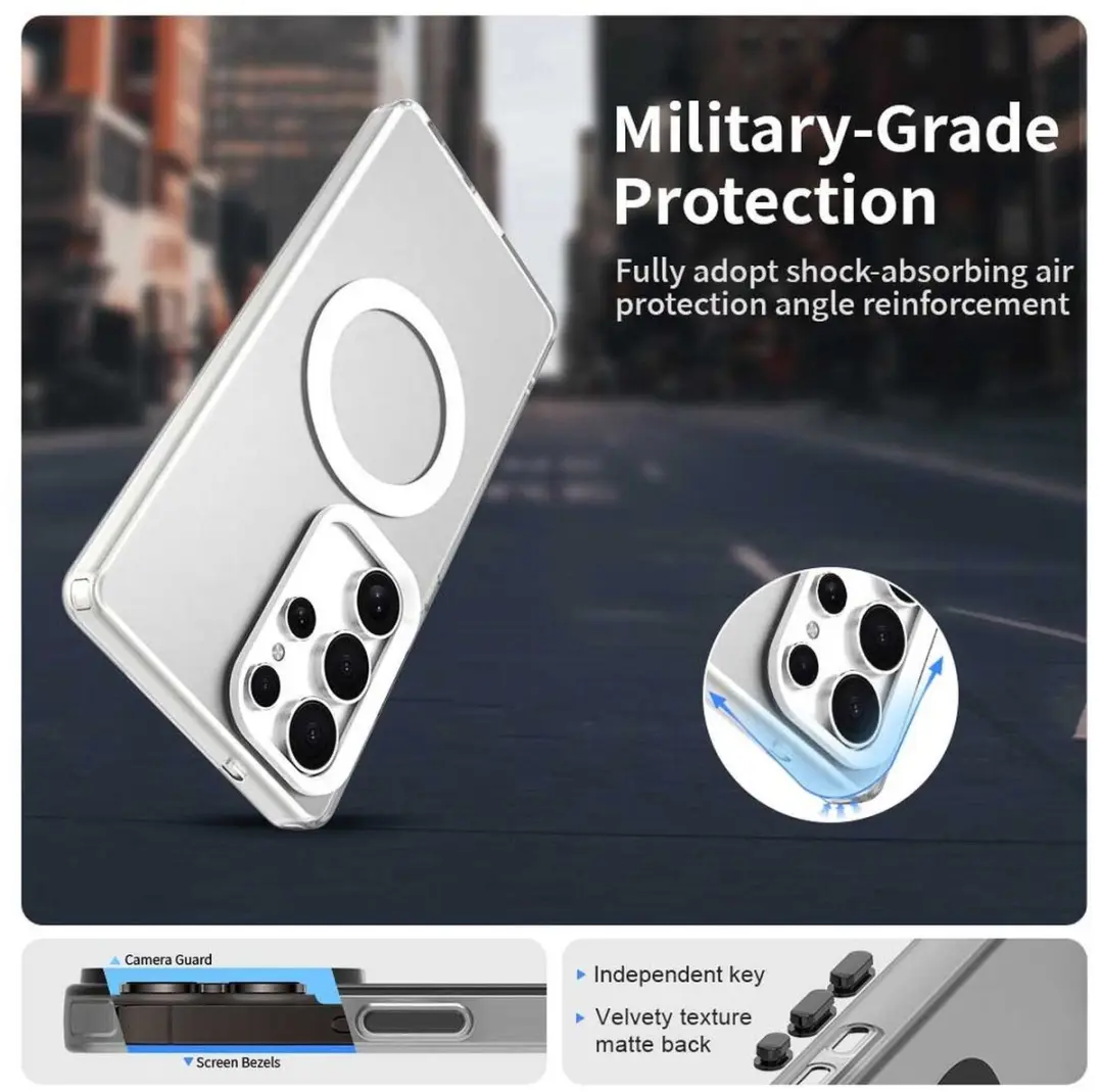 Selected MagSafe Backcover Hoesje Samsung Galaxy S25 Ultra - Wit & Transparant