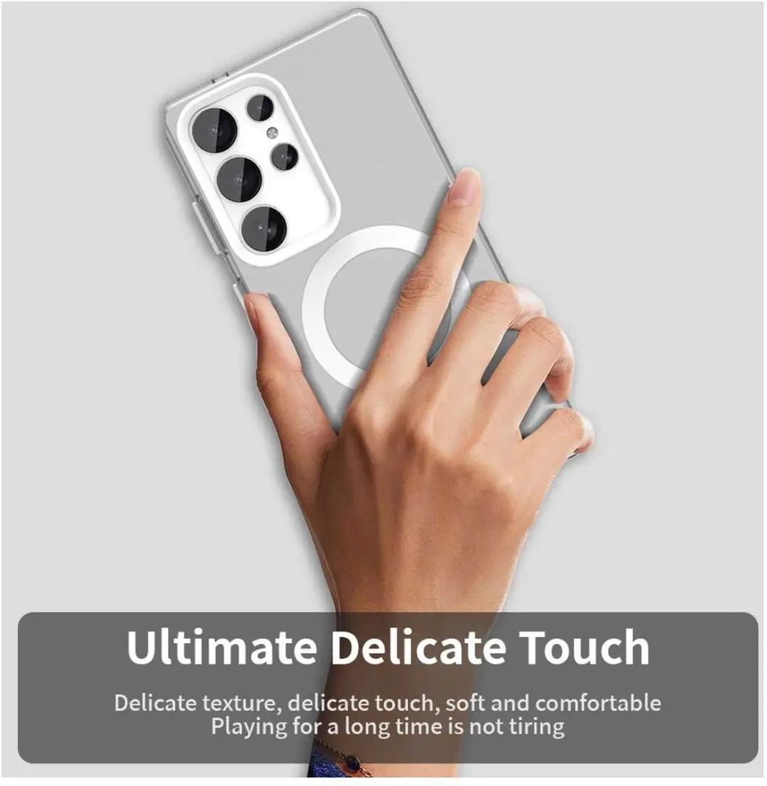 Selected MagSafe Backcover Hoesje Samsung Galaxy S25 Ultra - Wit & Transparant