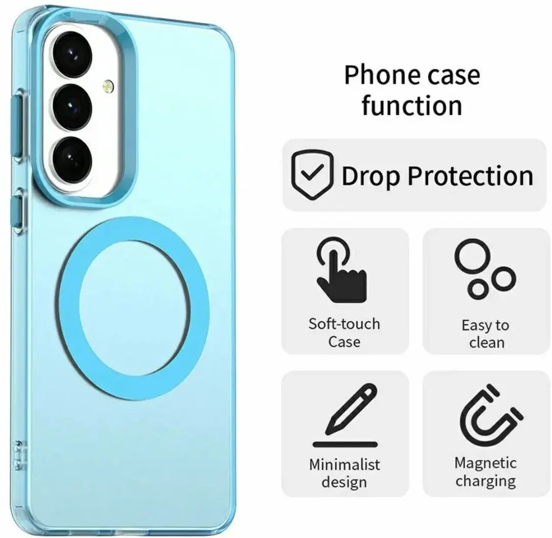 Selected MagSafe Backcover Hoesje Samsung Galaxy S26 Plus - Blauw & Transparant