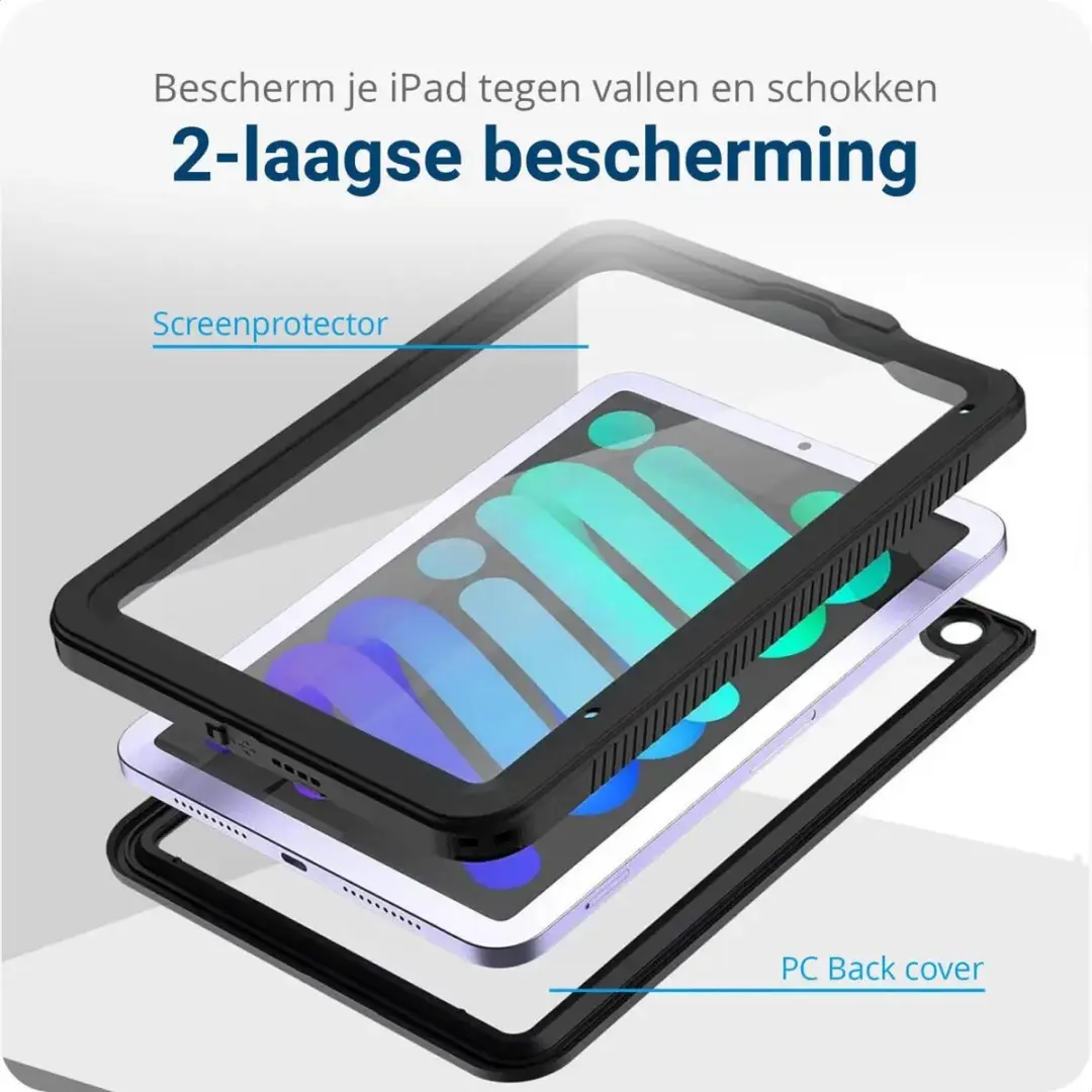 Selected Full Protect Cover IP68 Hoes iPad Mini 7/6 - Zwart