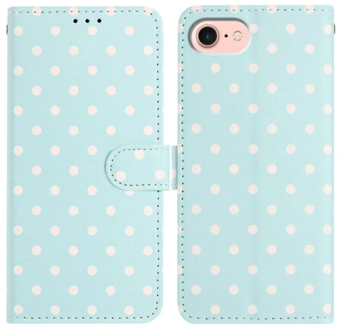 Selected iPhone 16/17 Hoesje Polka Dot Wallet Blauw