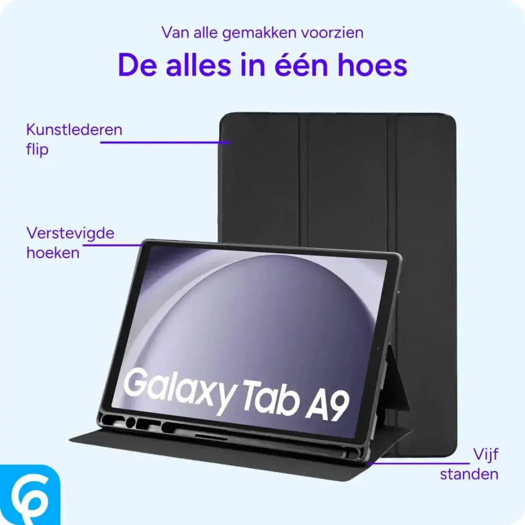 Selected Tablet Hoes Samsung Galaxy Tab A11 Luxe Tri-Fold Book Case - Zwart