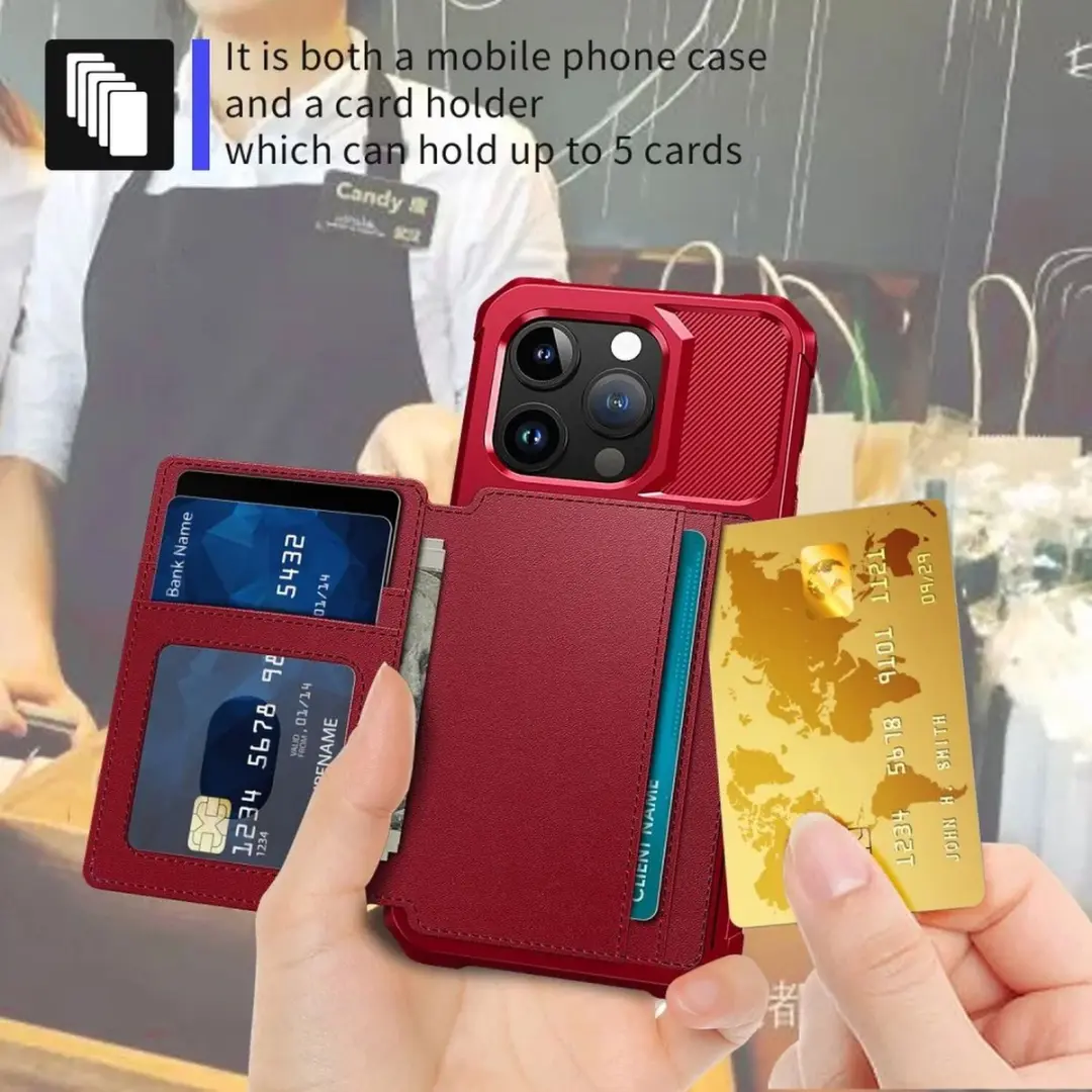 Selected Portemonnee Hoesje iPhone 15 Pro Max - 4 Pasjes - Rood