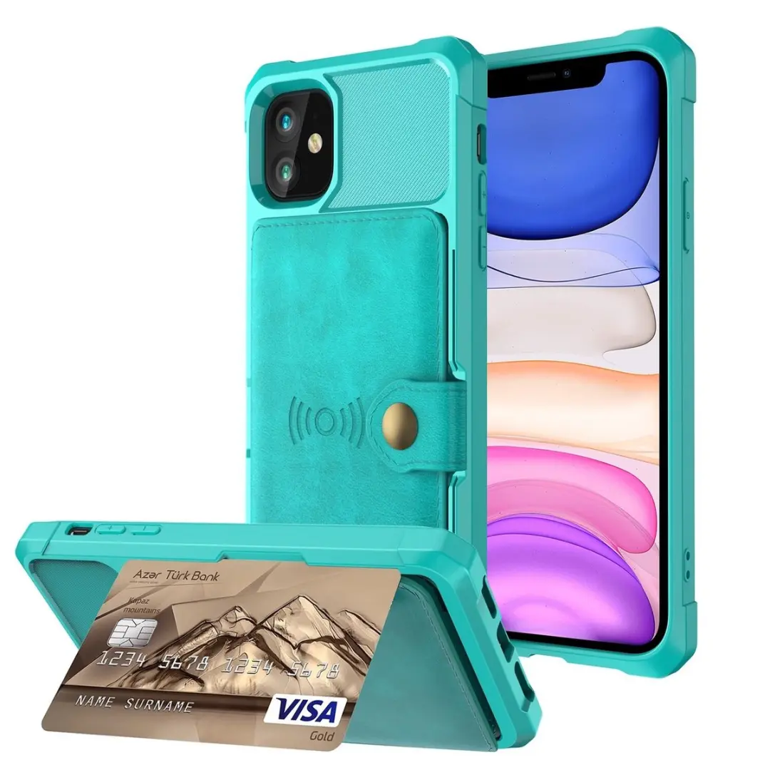 Selected Portemonnee Hoesje iPhone 11 - Groen - 4 Pasjes