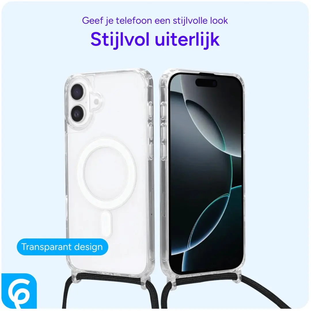 Selected iPhone 16 Plus Hoesje met Koord - MagSafe - Transparant