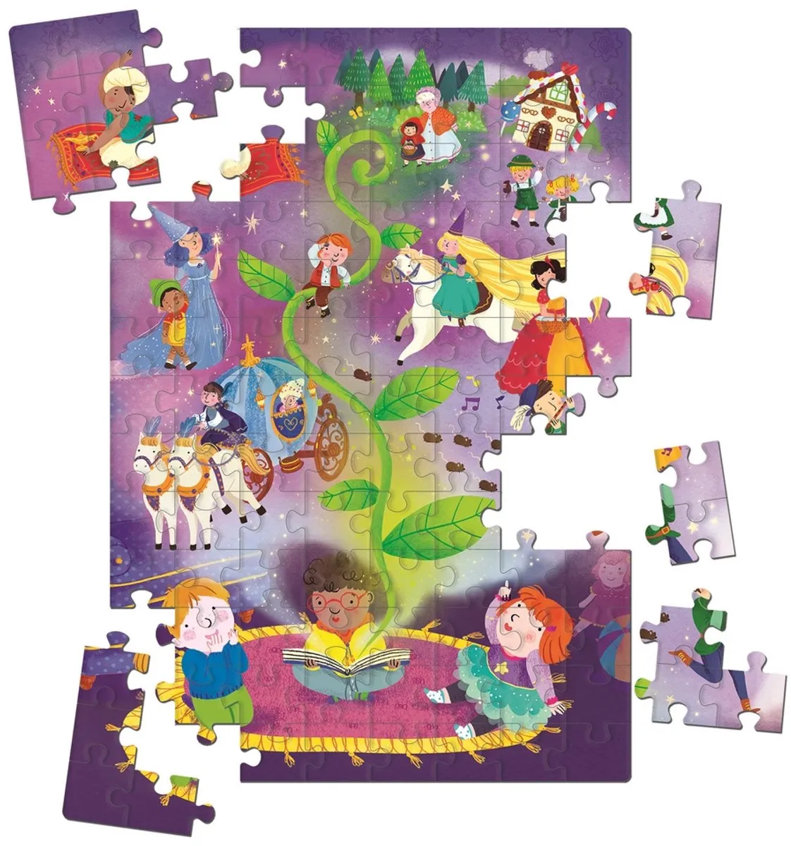 Clementoni Fairy Tales Time Glitter Effect Puzzel 104 Stuks - 23,5x33,5cm - afbeelding 2 van 4