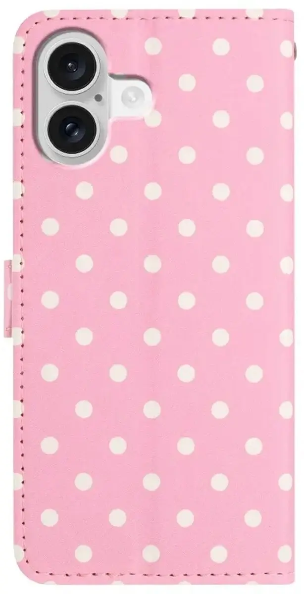 Selected iPhone 17 Hoesje Polka Dot Wallet Book Case Roze - 3 Pasjes - afbeelding 6 van 6