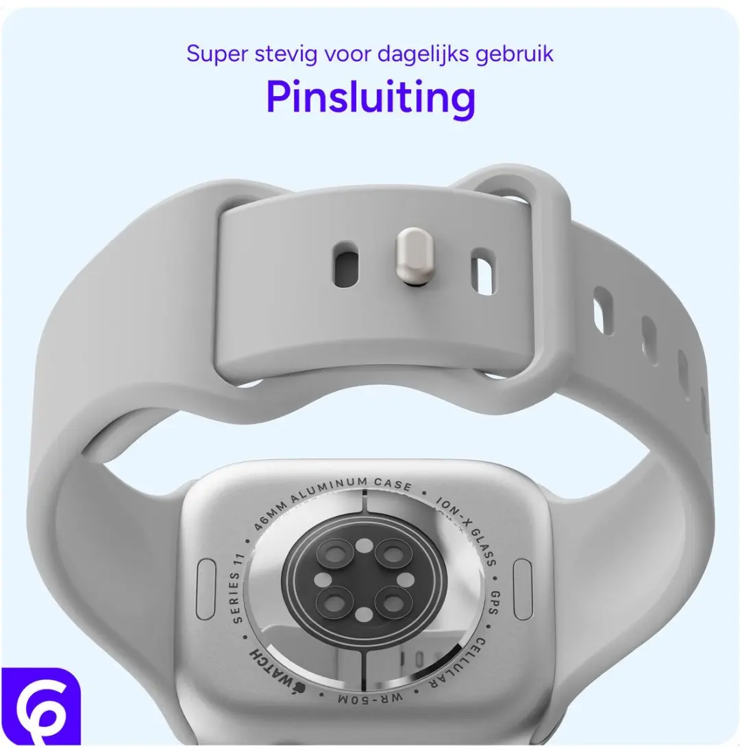 Selected SBG Siliconen Bandje Apple Watch SE 3 44mm - Cloud Grey