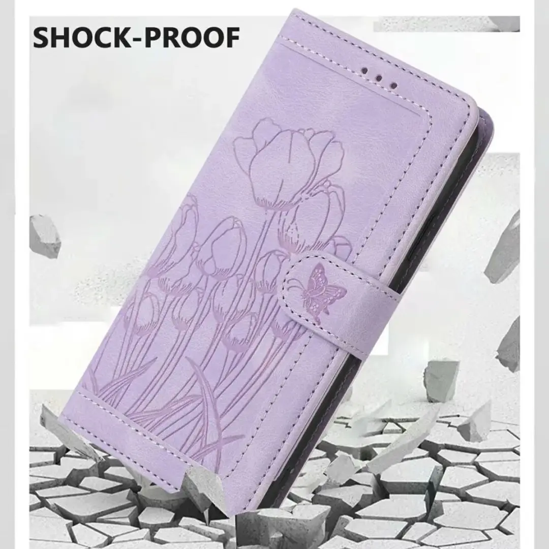 Selected Hoesje Samsung Galaxy A27 Portemonnee Tulpen Book Case - Paars - afbeelding 6 van 6