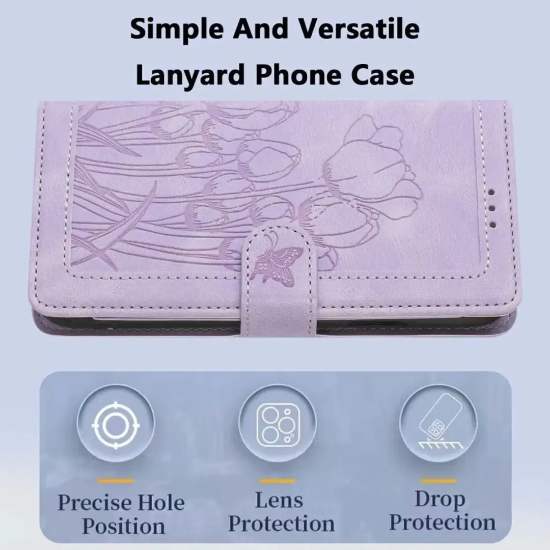 Selected Hoesje Samsung Galaxy A27 Portemonnee Tulpen Book Case - Paars