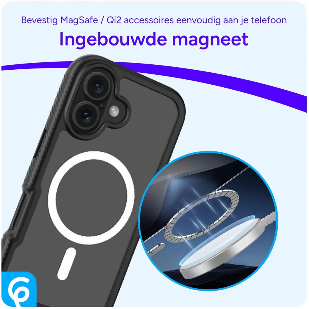 Selected by GSMpunt.nl iPhone 16 Hoesje - MagSafe Full Protect - Zwart/Transparant