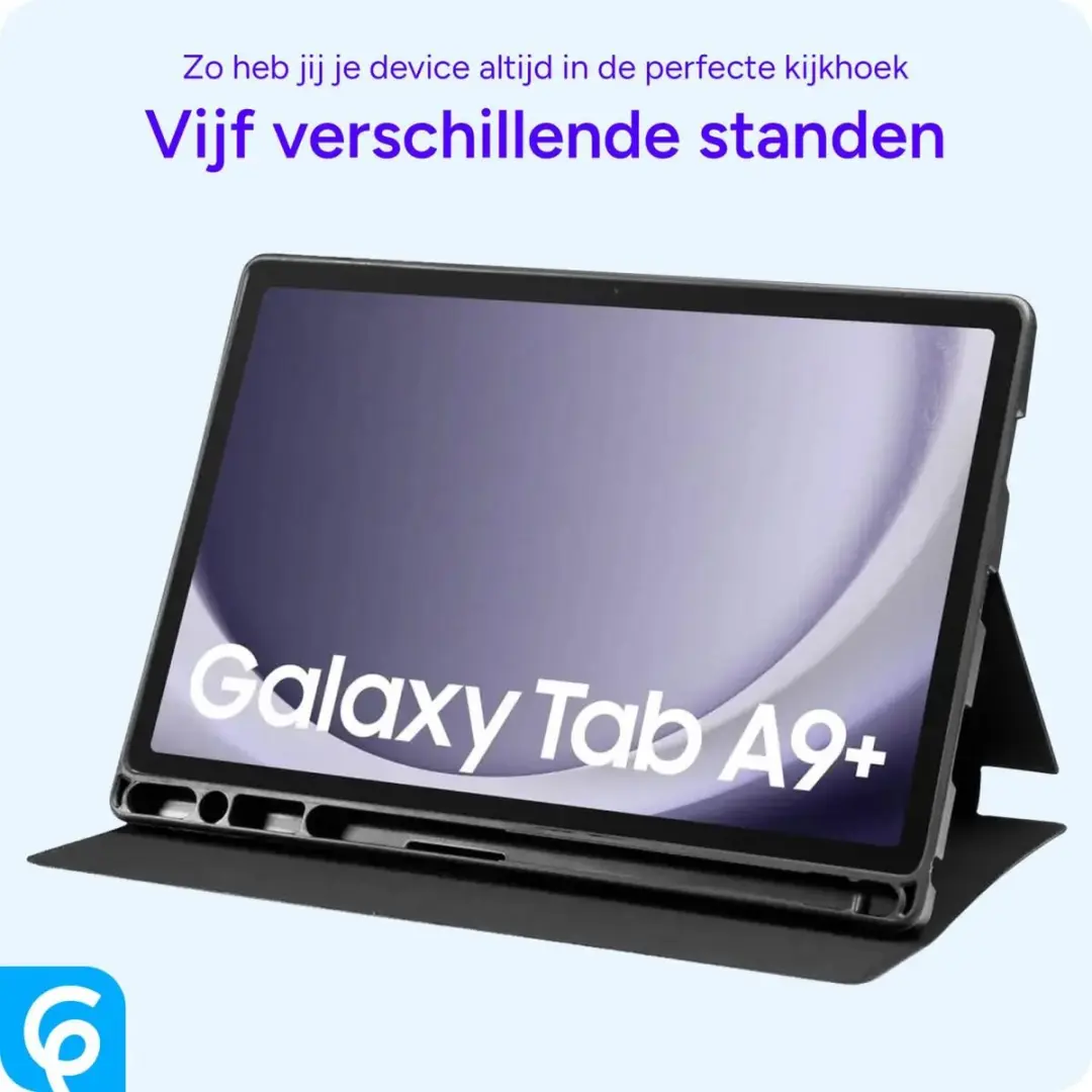 Selected Tablethoes Samsung Galaxy Tab A9 Plus Luxe Tri-Fold Book Case - Zwart