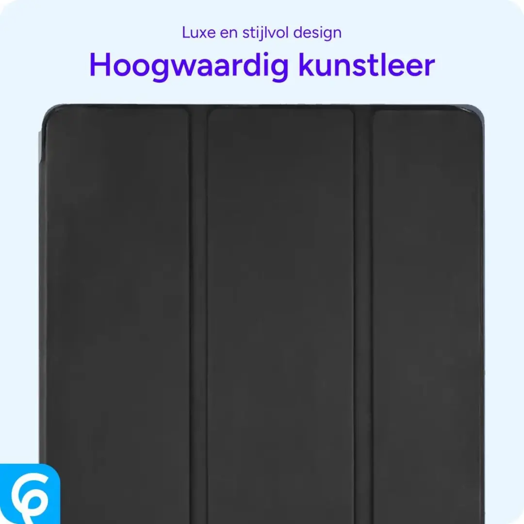 Selected Tablethoes Samsung Galaxy Tab A9 Plus Luxe Tri-Fold Book Case - Zwart