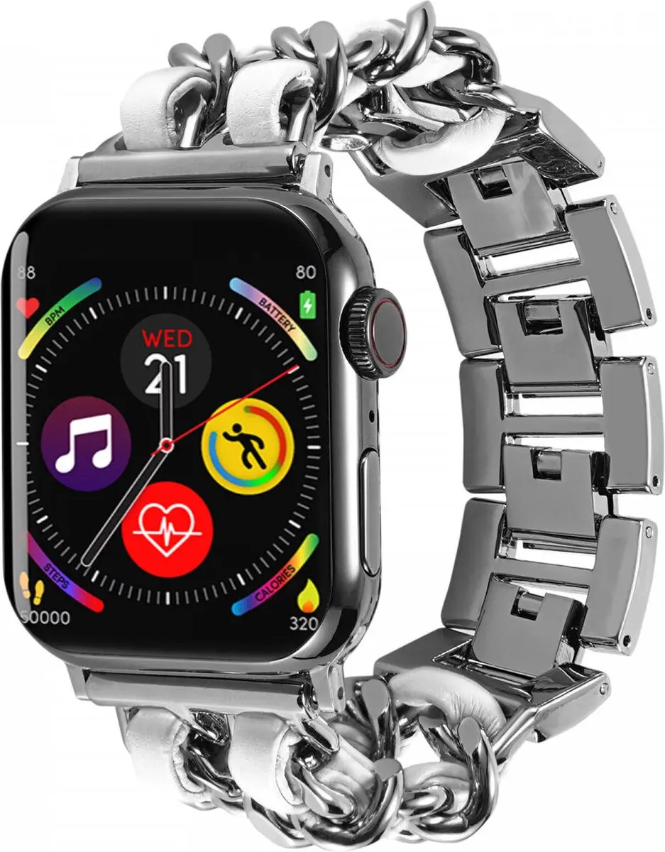 Selected Gevlochten RVS Bandje Apple Watch - 42/44/45/46/49mm - Wit