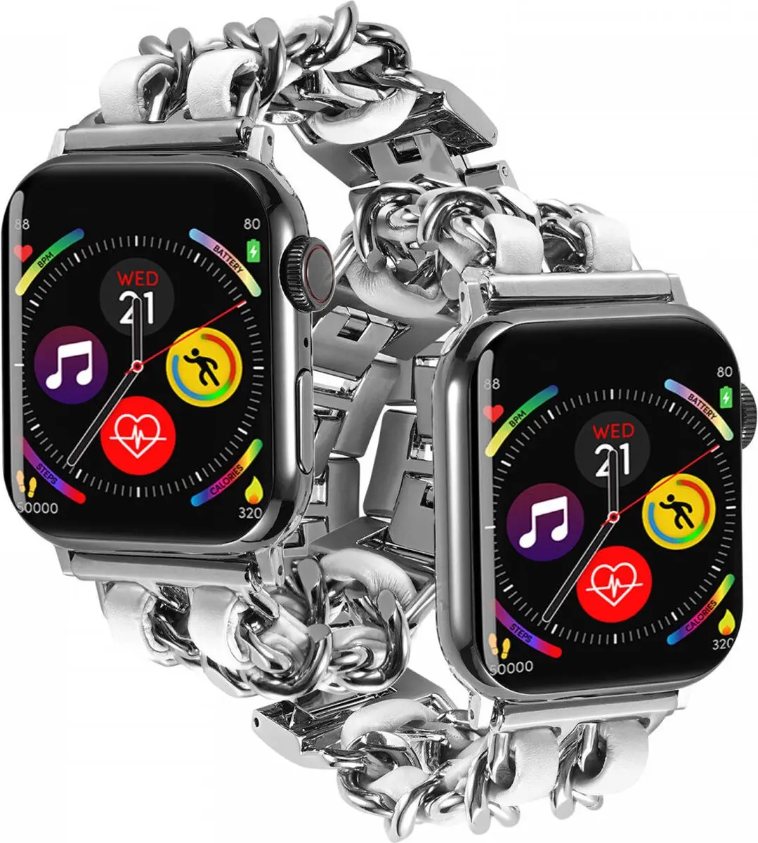 Selected Gevlochten RVS Bandje Apple Watch - 42/44/45/46/49mm - Wit