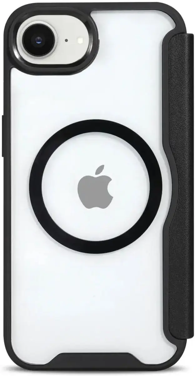 Selected Portemonnee Hoesje iPhone 16/17 - MagSafe/Qi2 - 1 Pasje - Transparant/Zwart