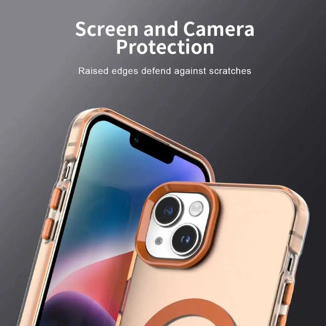Selected MagSafe Backcover iPhone 13/14 - Oranje & Transparant