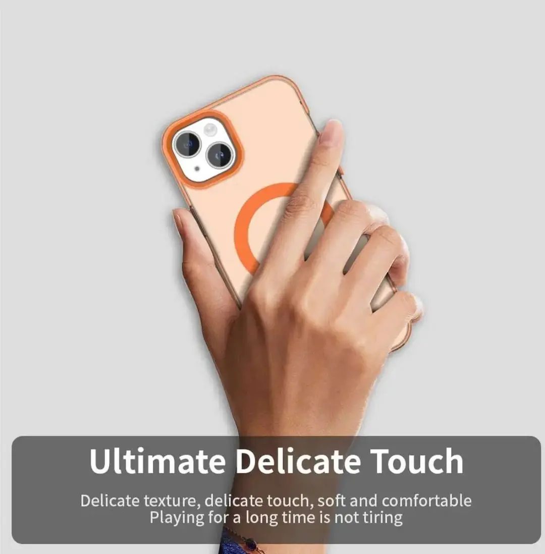 Selected MagSafe Backcover iPhone 13/14 - Oranje & Transparant - afbeelding 6 van 6