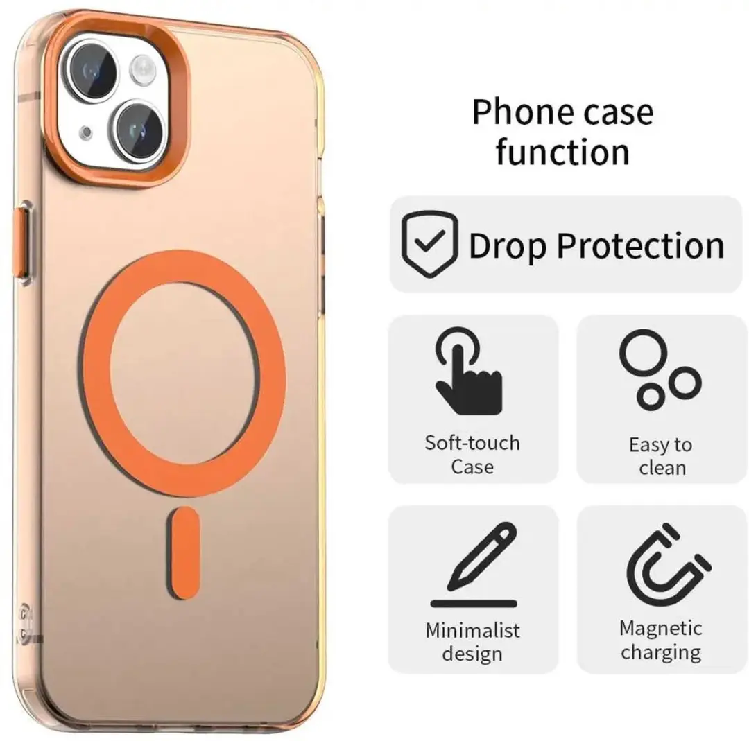 Selected MagSafe Backcover iPhone 13/14 - Oranje & Transparant