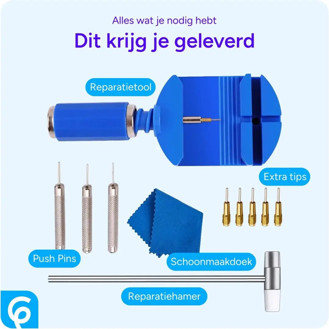 SBG Horloge Gereedschapset - Doekje & Toolkit - Geel/Zilver/Blauw