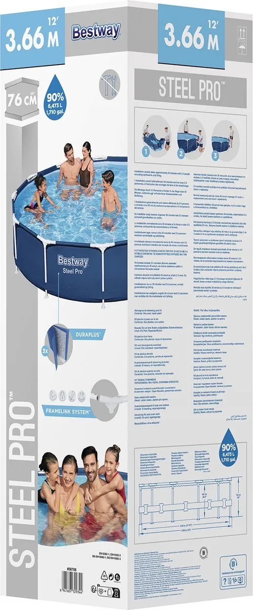 Bestway Steel Pro Zwembad 366cm x 76cm - Blauw - afbeelding 5 van 6