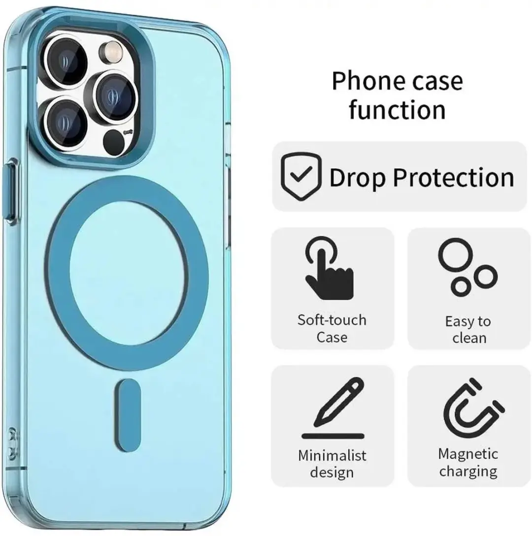 Selected MagSafe Backcover iPhone 14 Pro - Blauw & Transparant