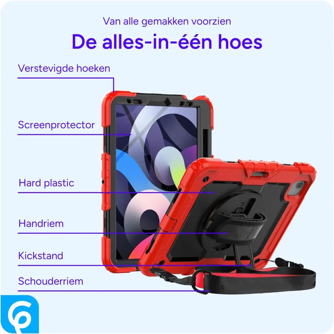 Selected Hoes iPad Air 10.9 A2588 - Rood - Screenprotector & Riemen