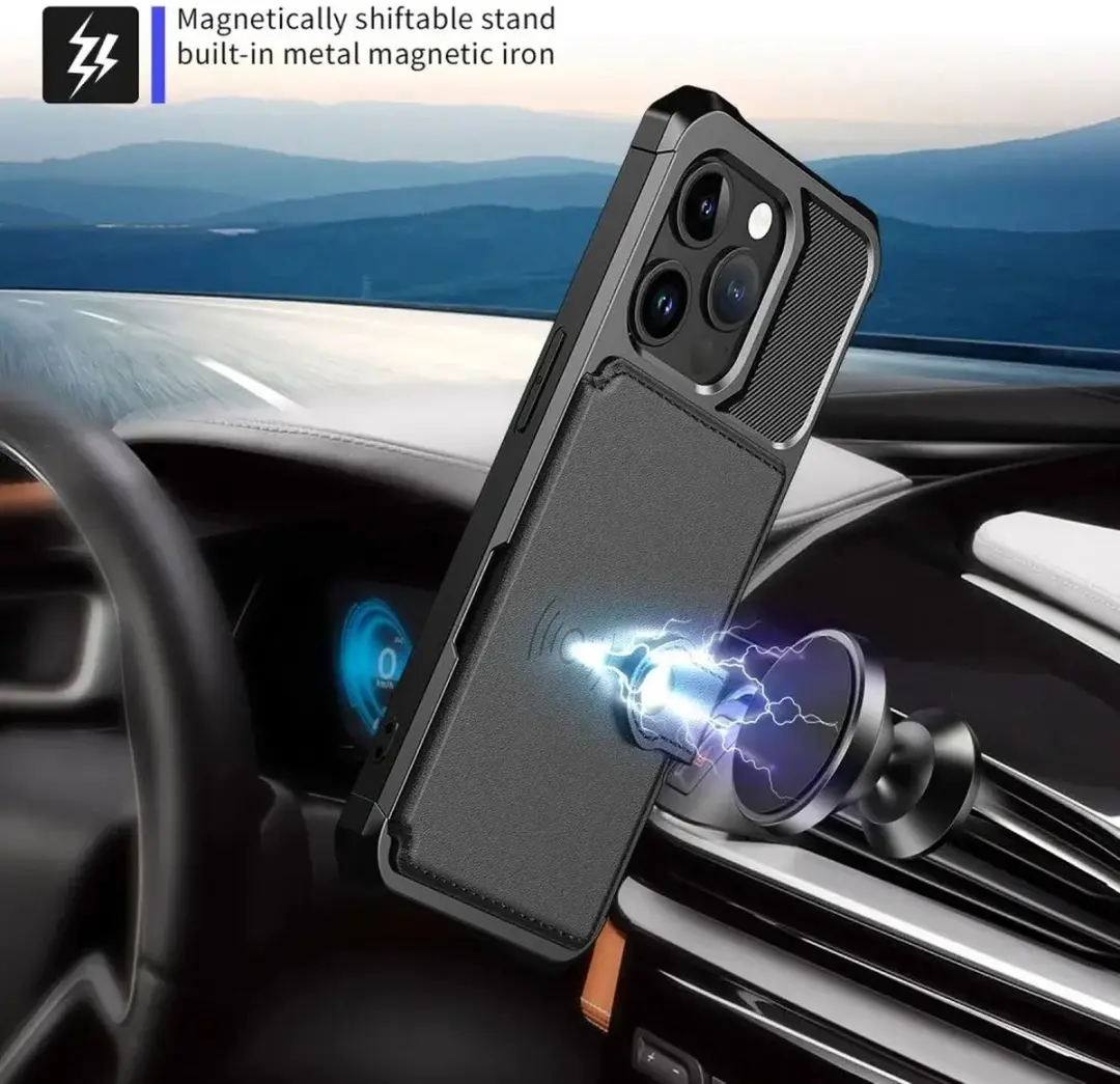 Selected Portemonnee Hoesje iPhone 15 Pro - 4 Pasjes - Zwart