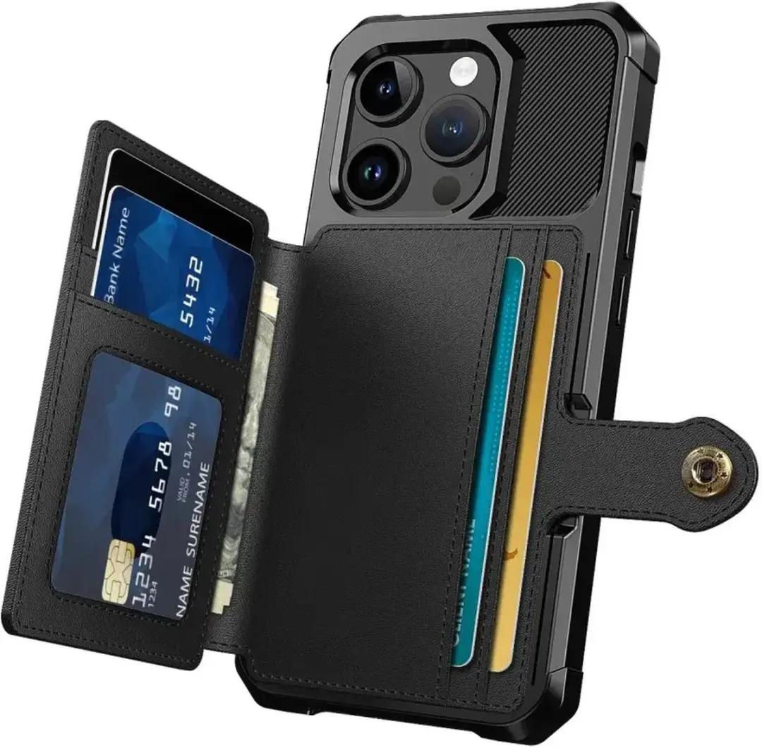 Selected Portemonnee Hoesje iPhone 15 Pro - 4 Pasjes - Zwart