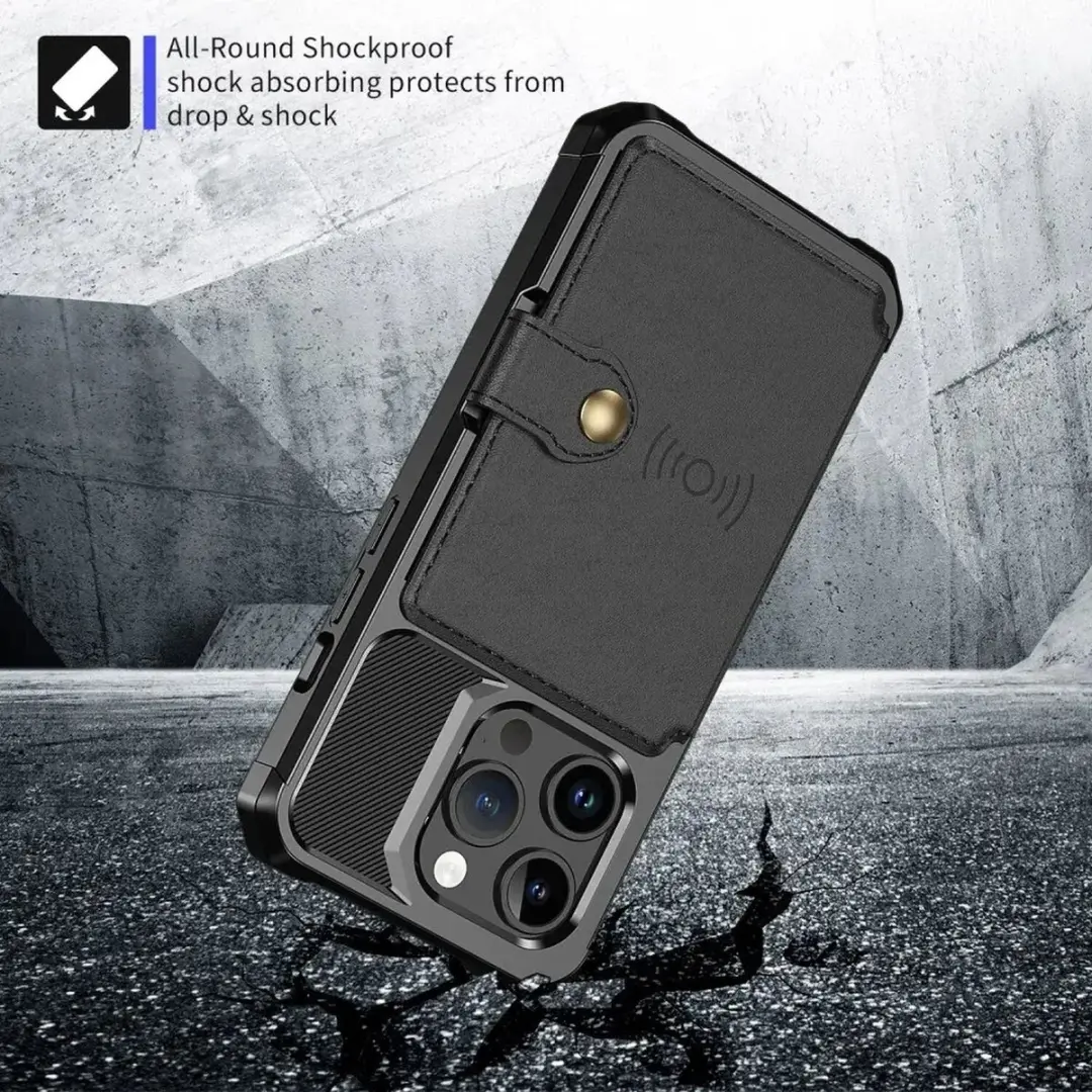Selected Portemonnee Hoesje iPhone 15 Pro - 4 Pasjes - Zwart