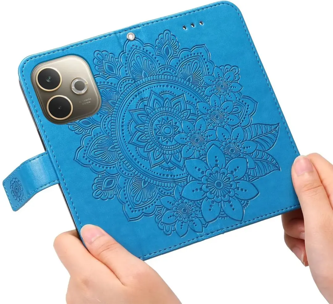 Selected Hoesje Oppo A5 Pro Mandala Book Case - Blauw - 3 Pasjes