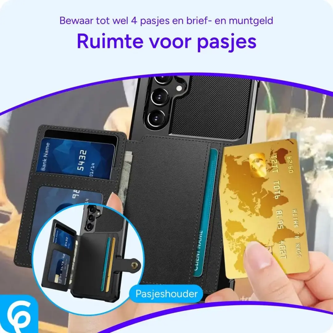 Selected Portemonnee Hoesje Samsung Galaxy A54 - 3-in-1 - 4 Pasjes - Zwart