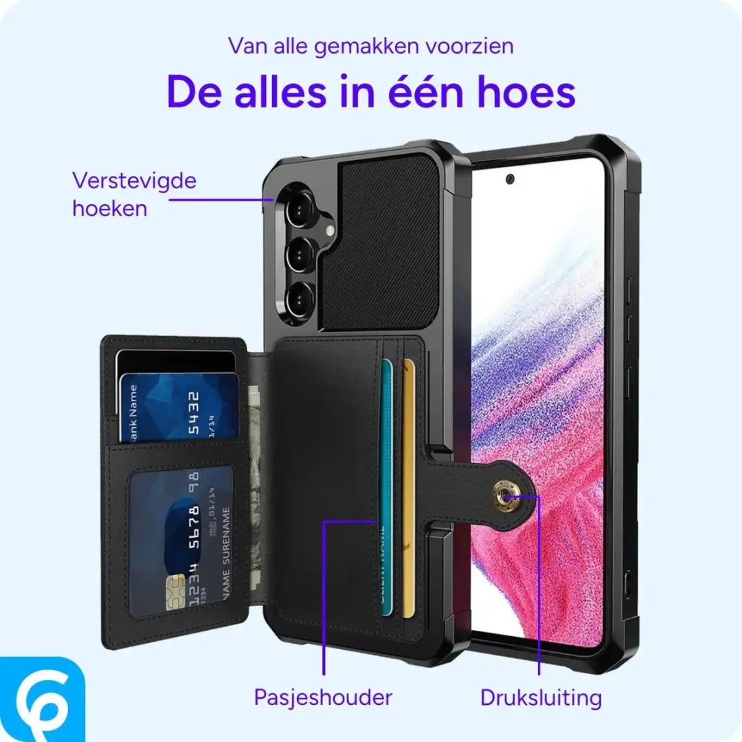 Selected Portemonnee Hoesje Samsung Galaxy A54 - 3-in-1 - 4 Pasjes - Zwart