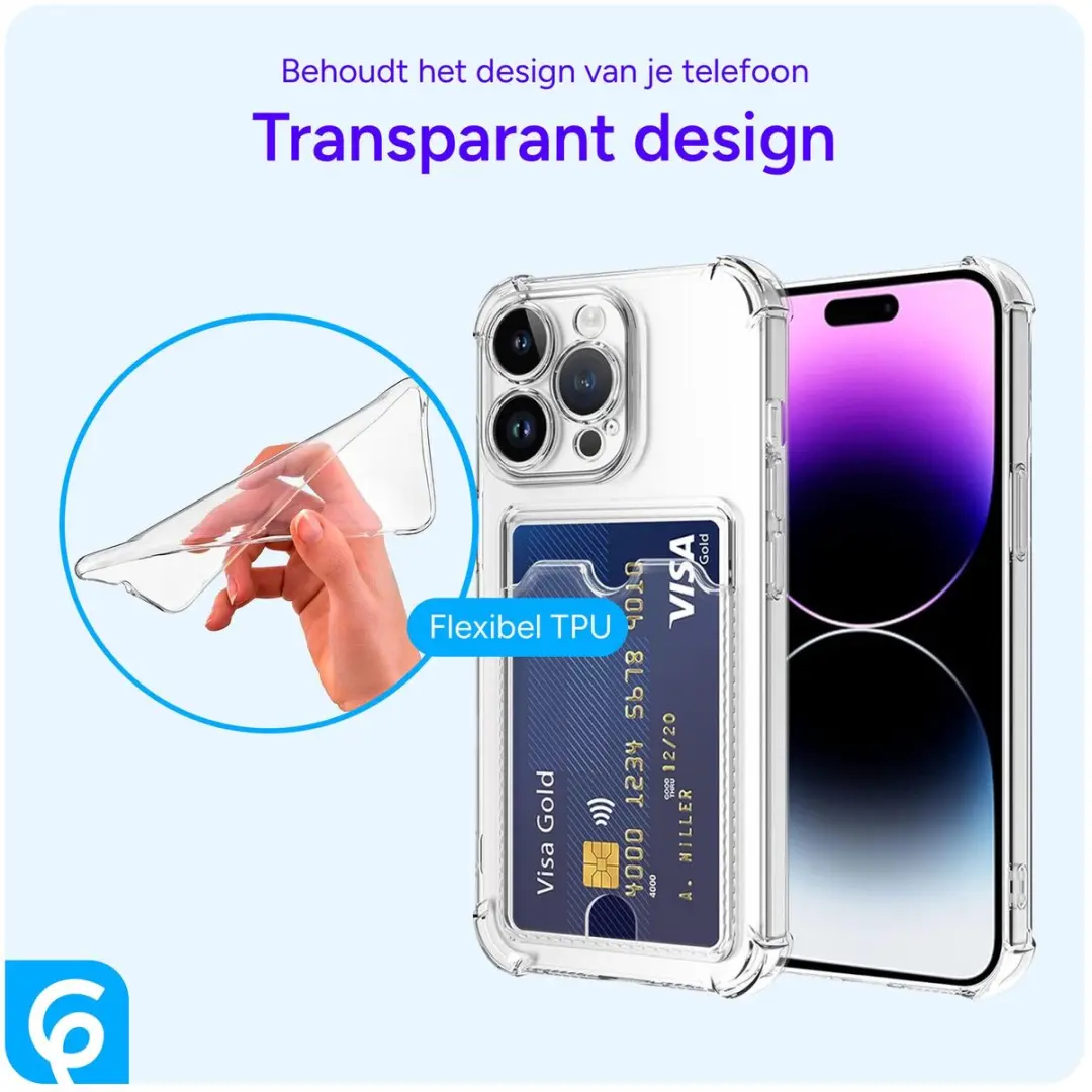 Selected by GSMpunt Transparant TPU Hoesje iPhone 14 Pro - 1 Pasje - afbeelding 6 van 6