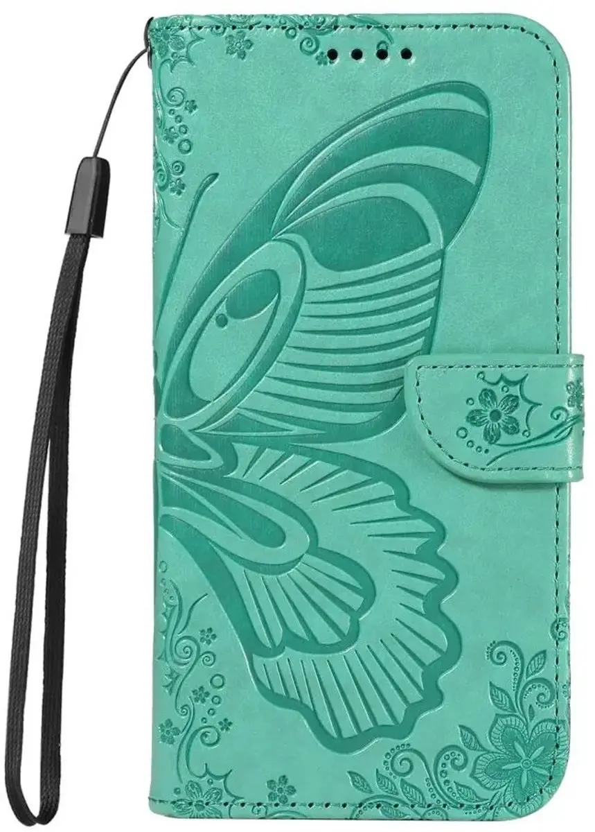 Selected Hoesje Samsung Galaxy A56 Wallet Vlinder Kunstleer - Groen - afbeelding 6 van 6