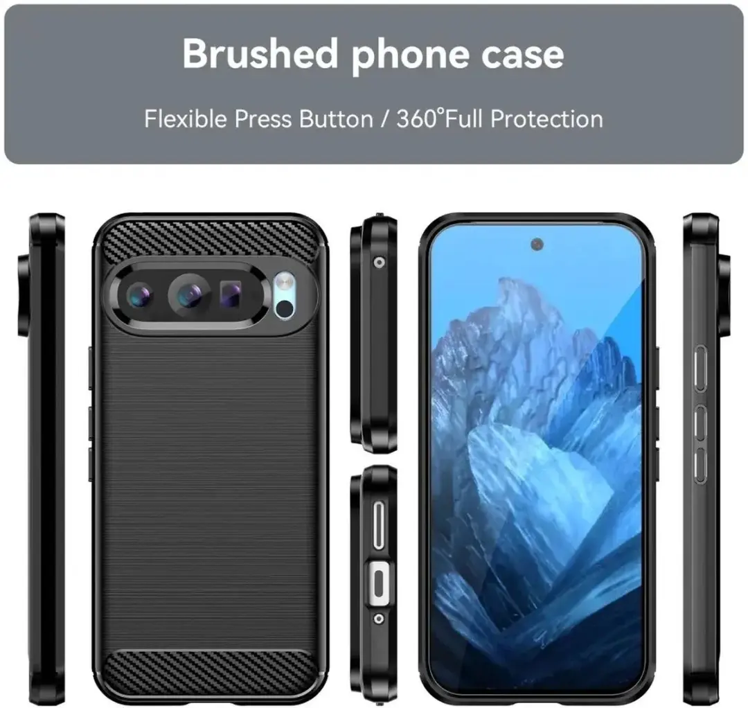 Selected Geborsteld TPU Hoesje Google Pixel 9/9 Pro - Zwart