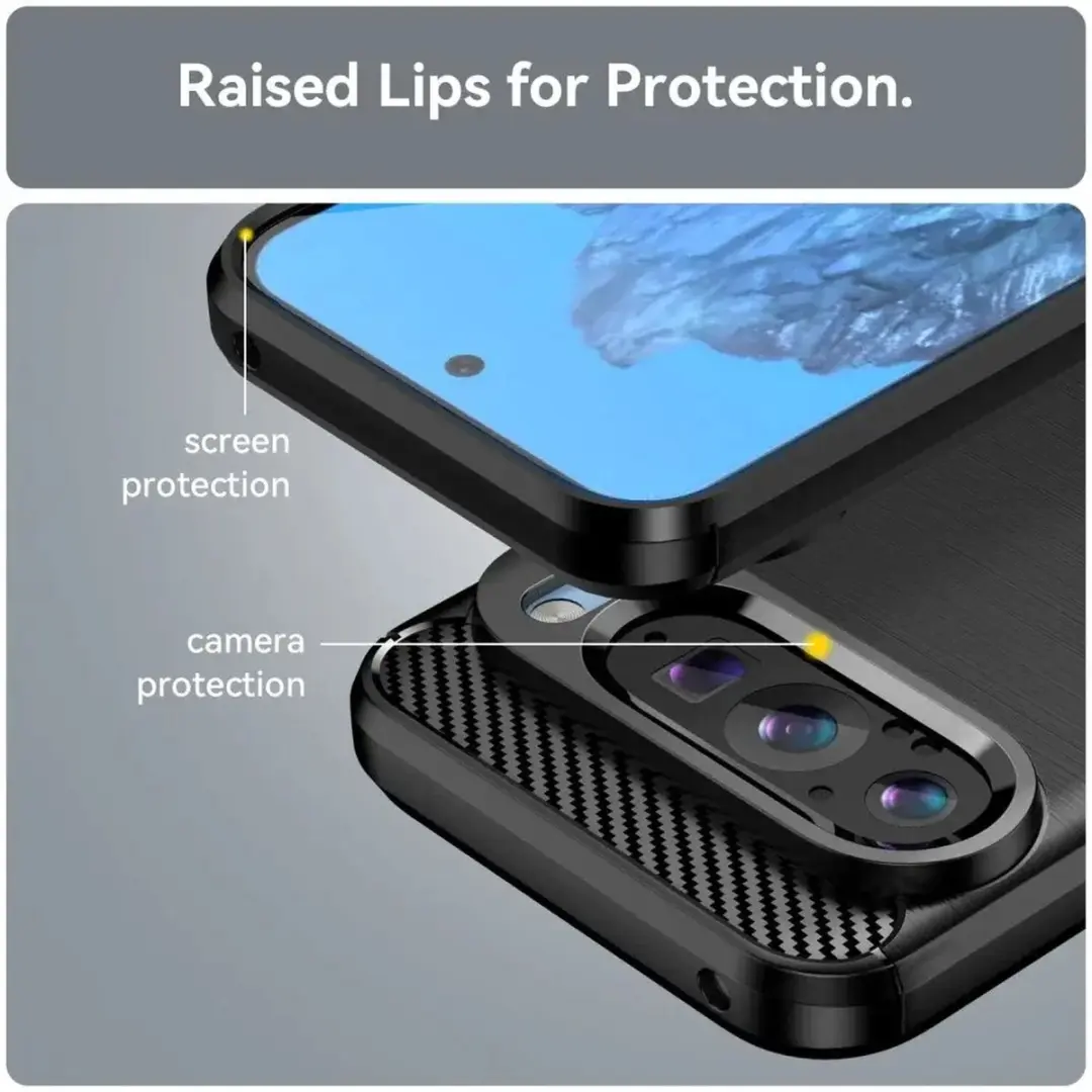 Selected Geborsteld TPU Hoesje Google Pixel 9/9 Pro - Zwart