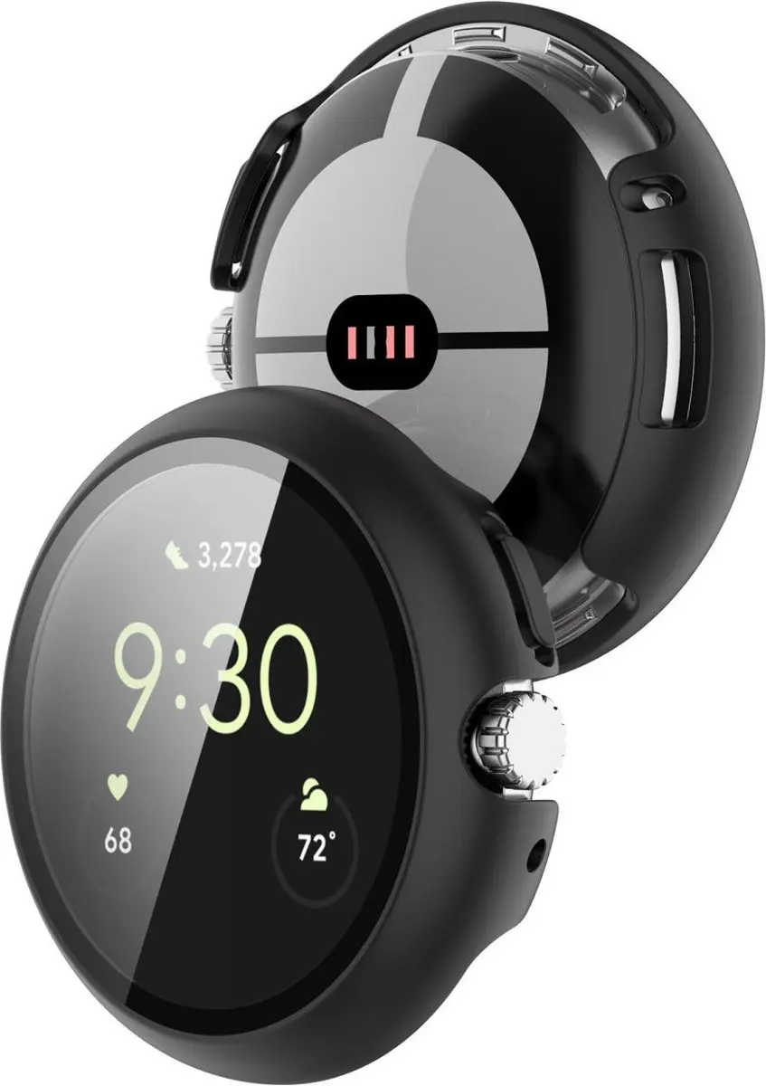 Google Pixel Watch Bumper - Tempered Glass Zwart