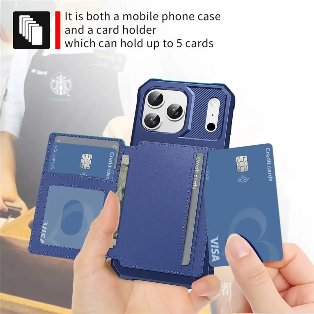 Selected Portemonnee Hoesje iPhone 17 Pro - 4 Pasjes - Blauw