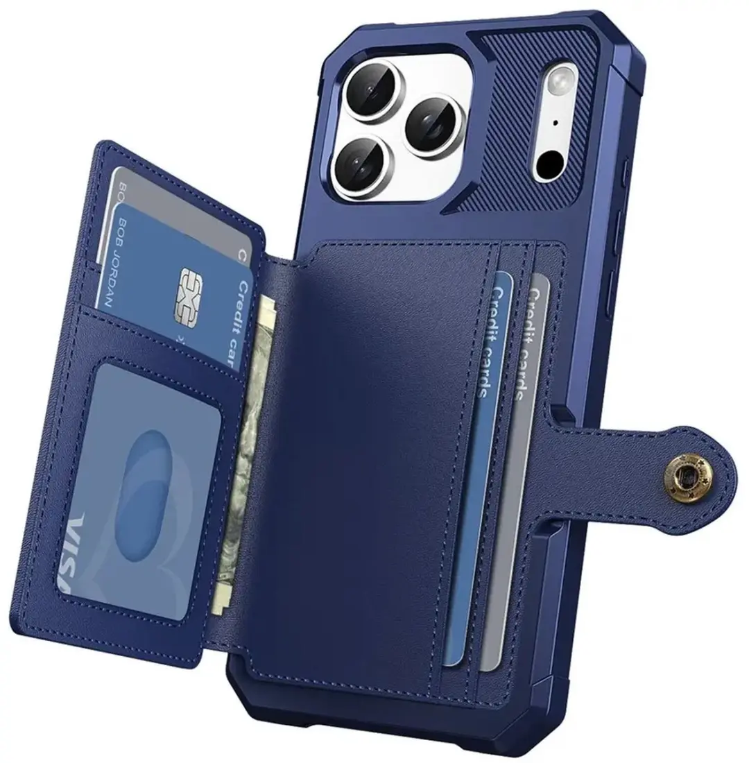 Selected Portemonnee Hoesje iPhone 17 Pro - 4 Pasjes - Blauw
