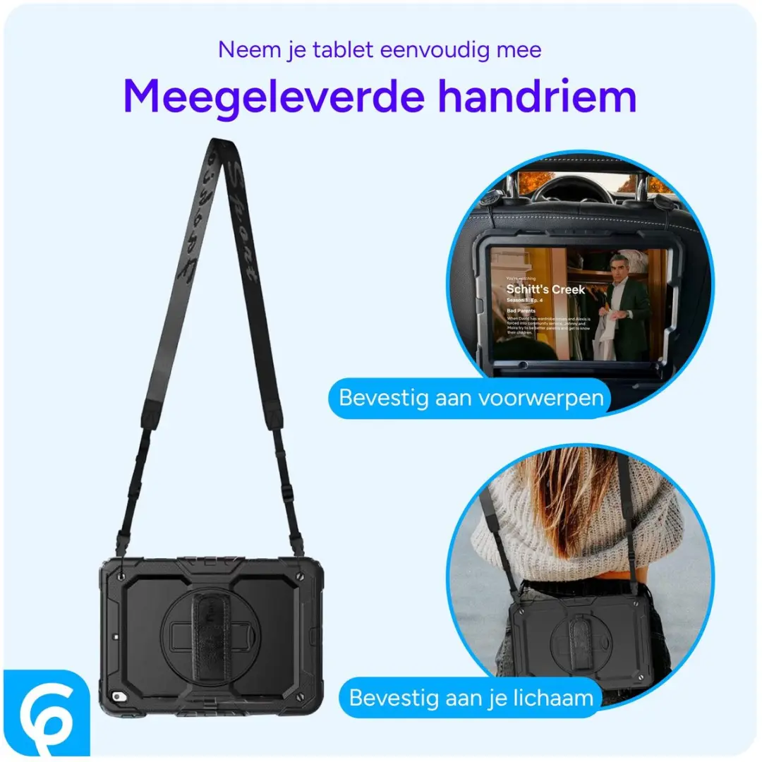 Selected Apple iPad 10.2 Hoes met Screenprotector - Zwart - Incl. riemen