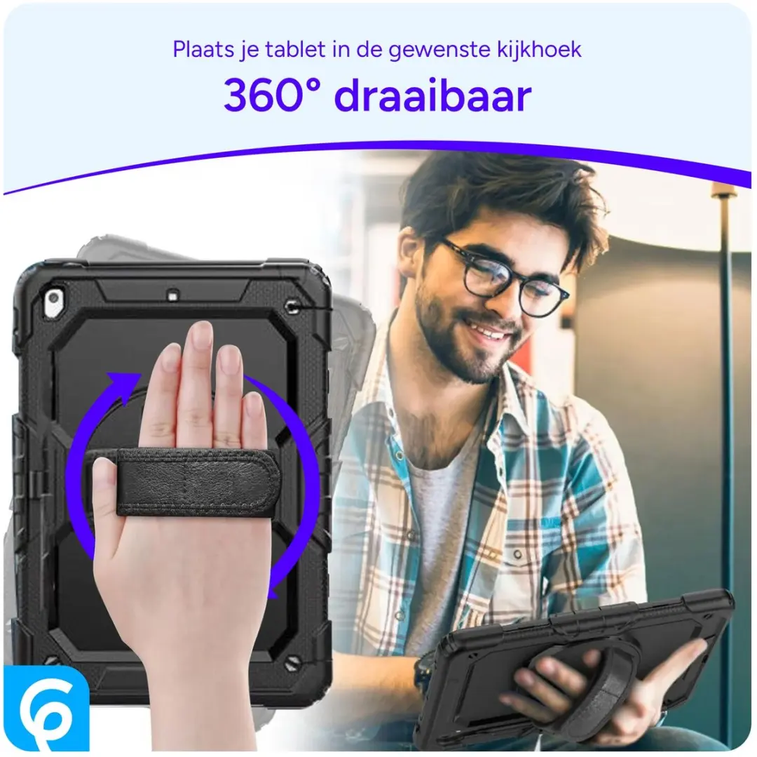 Selected Apple iPad 10.2 Hoes met Screenprotector - Zwart - Incl. riemen