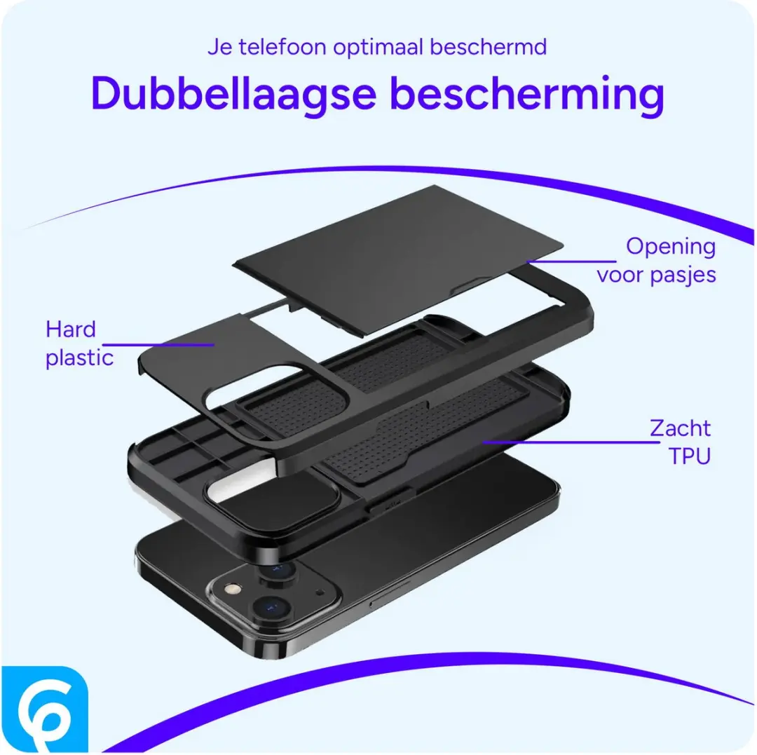 Selected Hoesje iPhone 17 Kaarthouder Slider - 2 Pasjes - Zwart