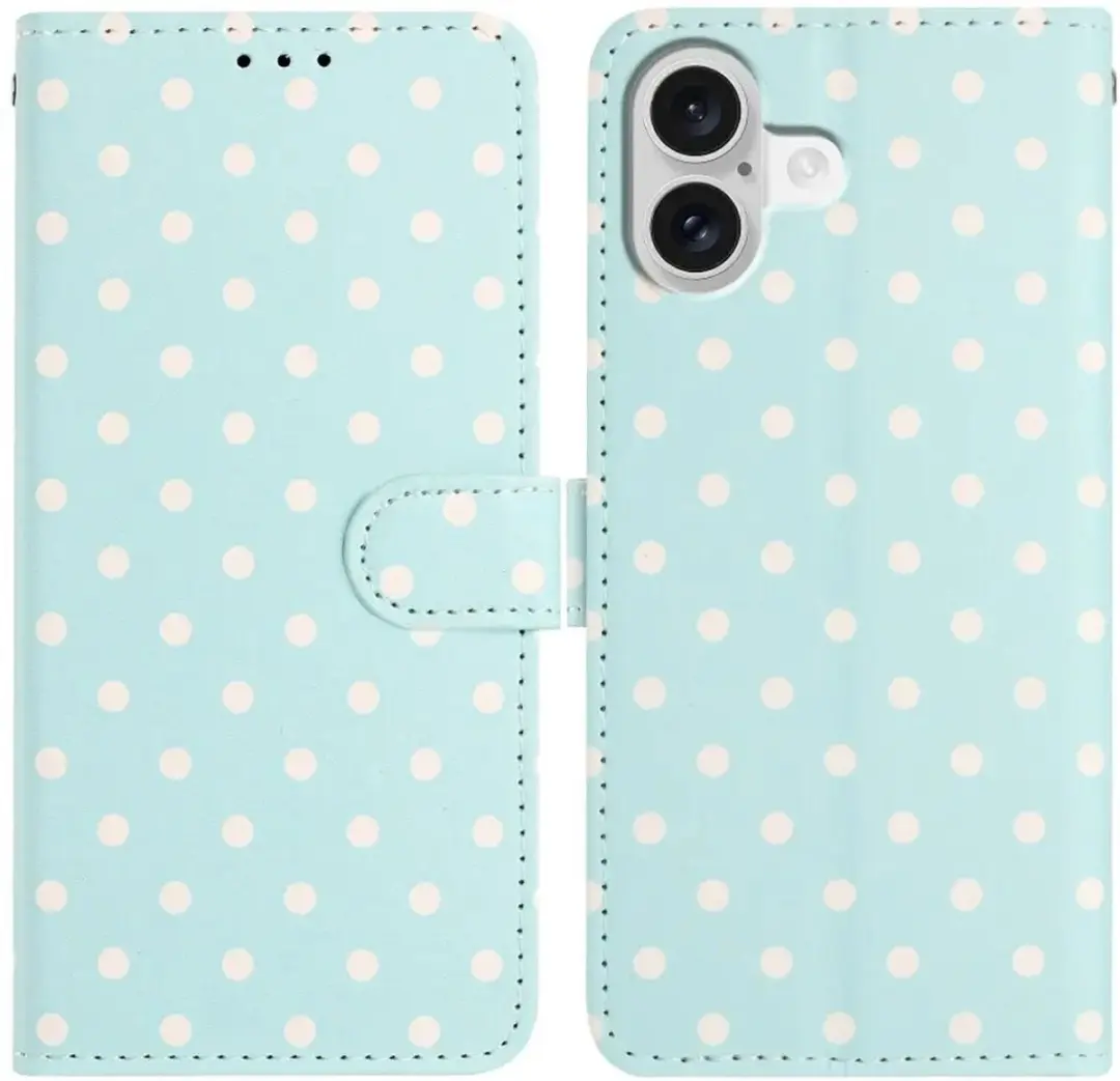 Selected iPhone 17 Hoesje Polka Dot Wallet Blauw