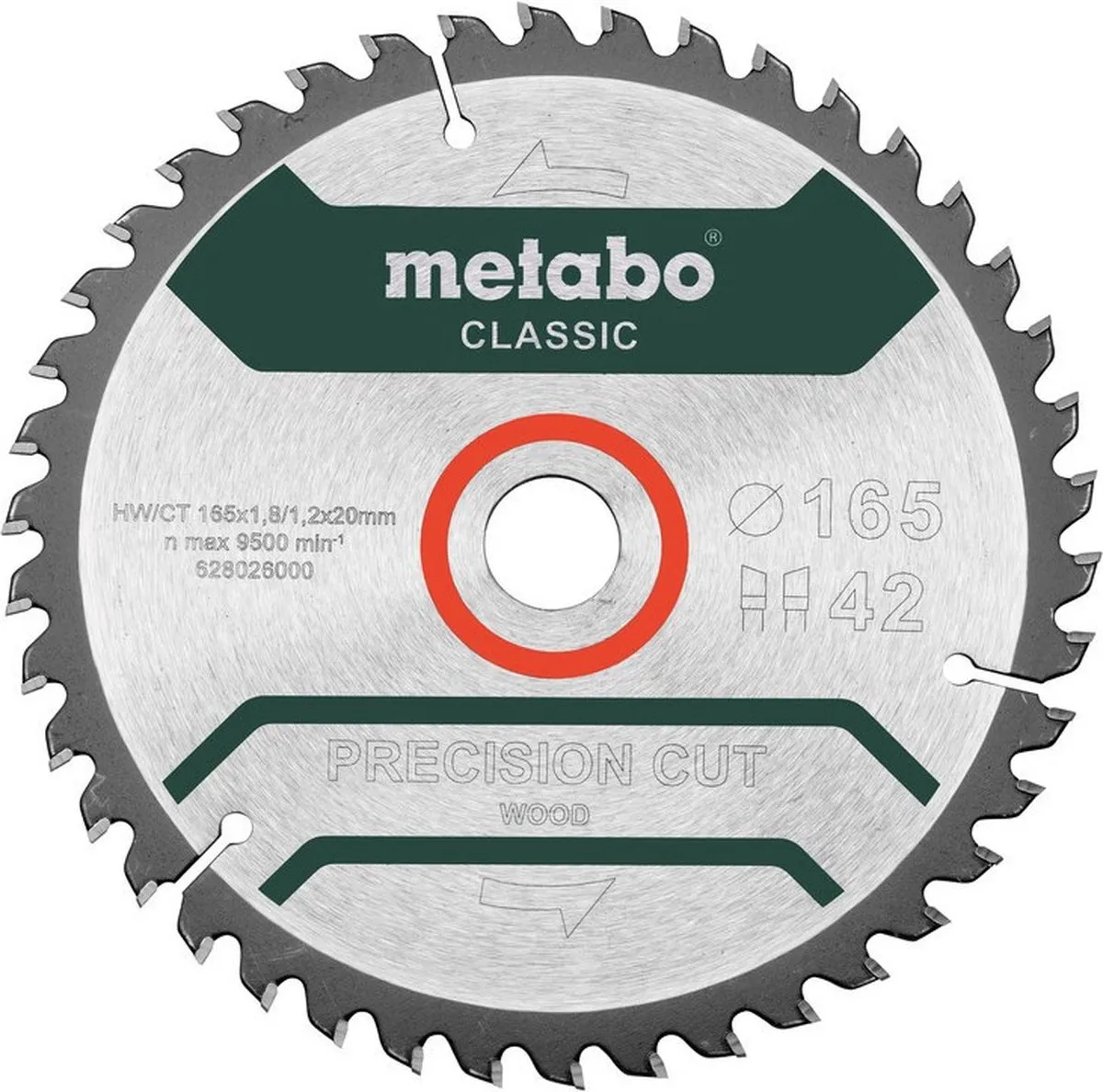 Metabo Cirkelzaagblad Precisiesnede Hout D165x1,8/1,2mm - 20mm Boring