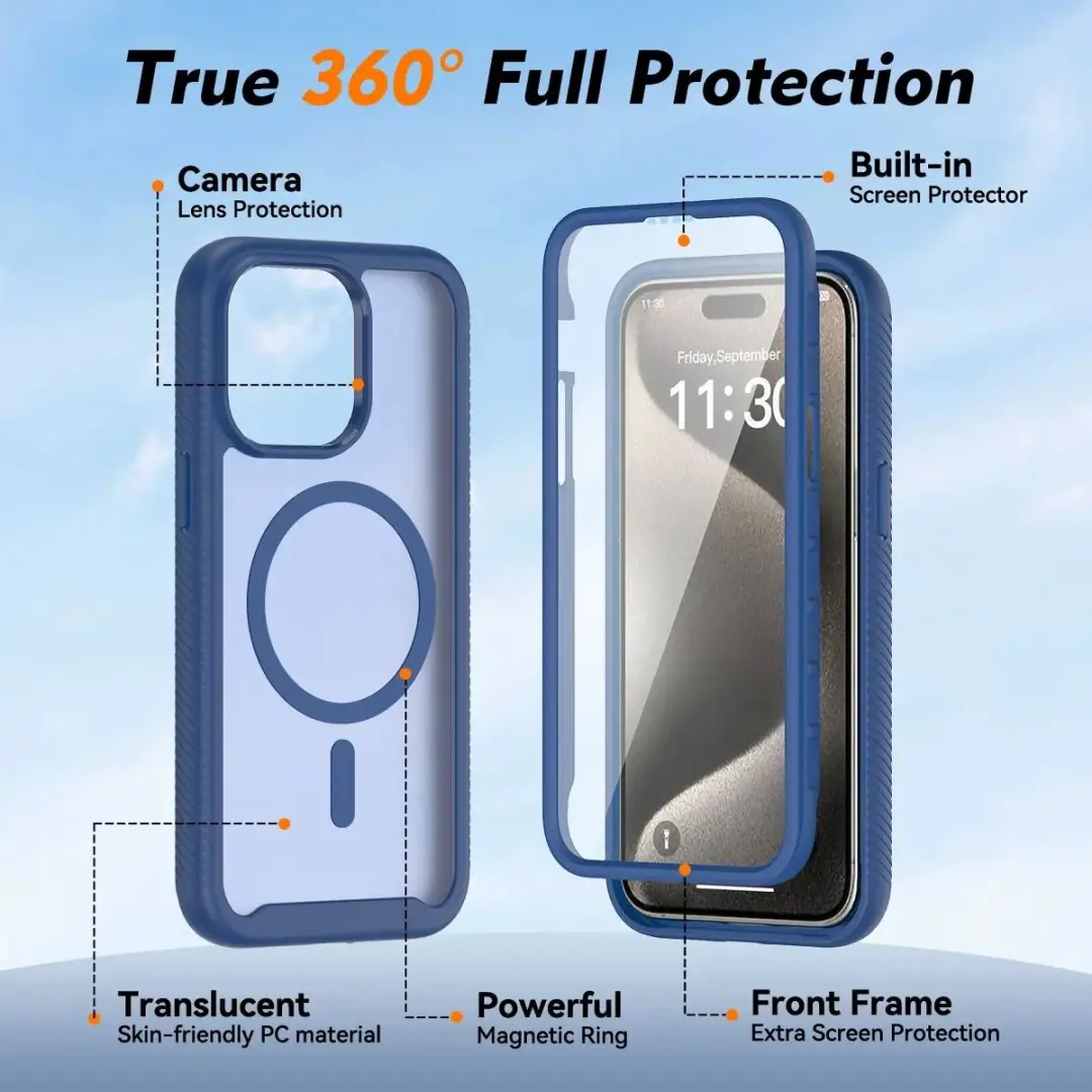 Selected by GSMpunt.nl iPhone 15 Pro Max Hoesje Matte Blauw - Full Protect