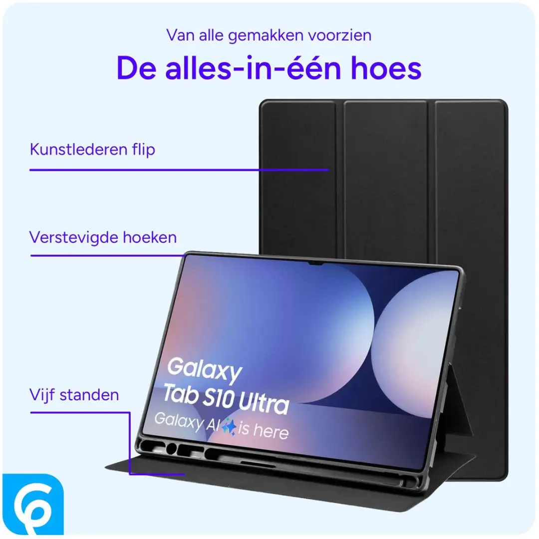 Selected Tablet Hoes Samsung Galaxy Tab S10 Ultra Tri-Fold - Kunstleer Zwart