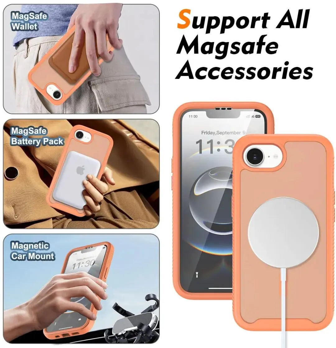 Selected by GSMpunt.nl iPhone 16e/17e Hoesje Matte Oranje - MagSafe